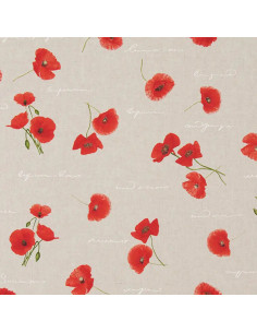 Demi-natté, aspect lin, coquelicots