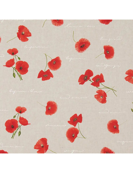Demi-natté, aspect lin, coquelicots