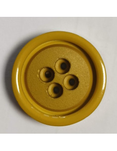Bouton polyester 4 trous, rond, 21 mm, jaune