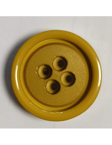 Bouton polyester 4 trous, rond, 21 mm, jaune