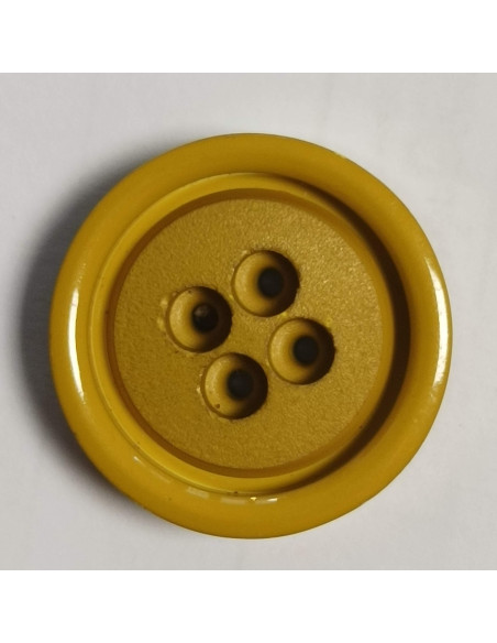 Bouton polyester 4 trous, rond, 21 mm, jaune