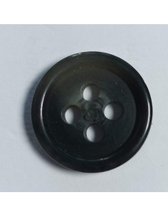 Bouton polyester 4 trous, rond, 15 mm, gris