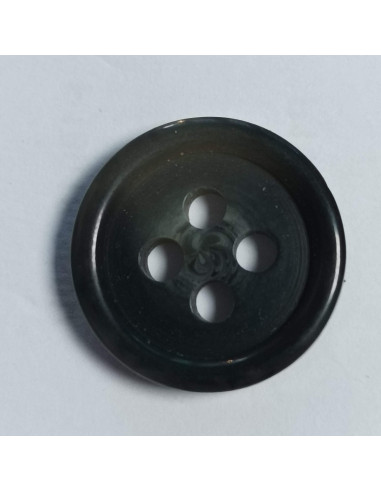Bouton polyester 4 trous, rond, 15 mm, gris
