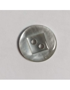 Bouton polyester 2 trous, rond, 11 mm, gris