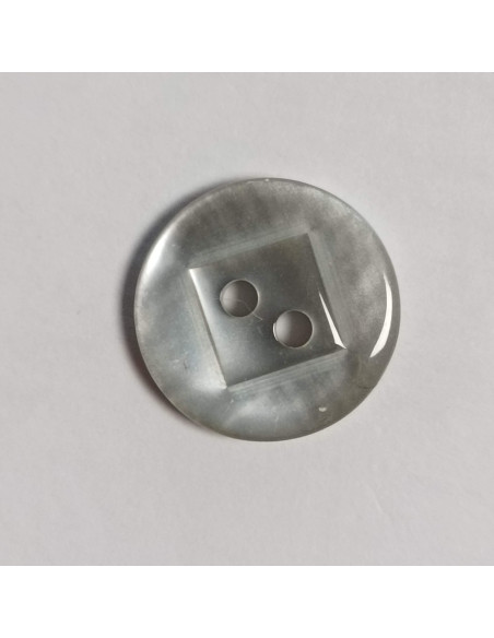 Bouton polyester 2 trous, rond, 11 mm, gris