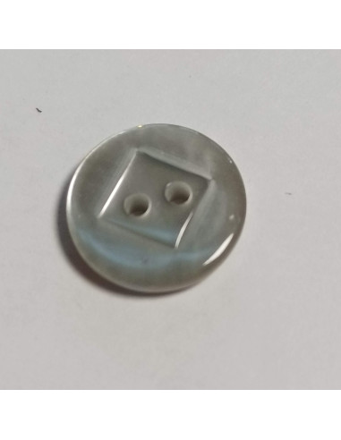 Bouton polyester 2 trous, rond, 11 mm, gris