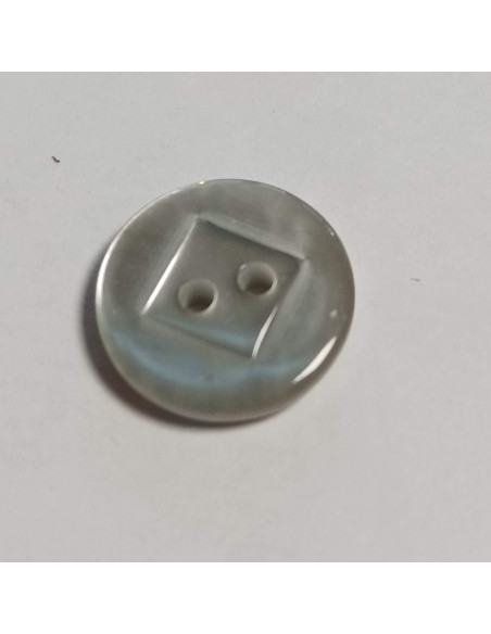 Bouton polyester 2 trous, rond, 11 mm, gris