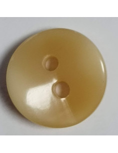 Bouton polyester 2 trous, rond, 14 mm, beige