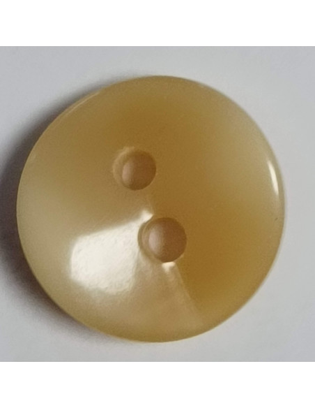 Bouton polyester 2 trous, rond, 14 mm, beige
