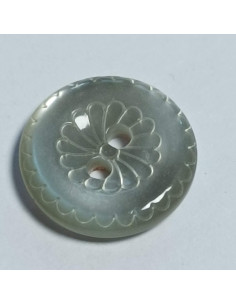 Bouton polyester 2 trous, rond, 11 mm, gris
