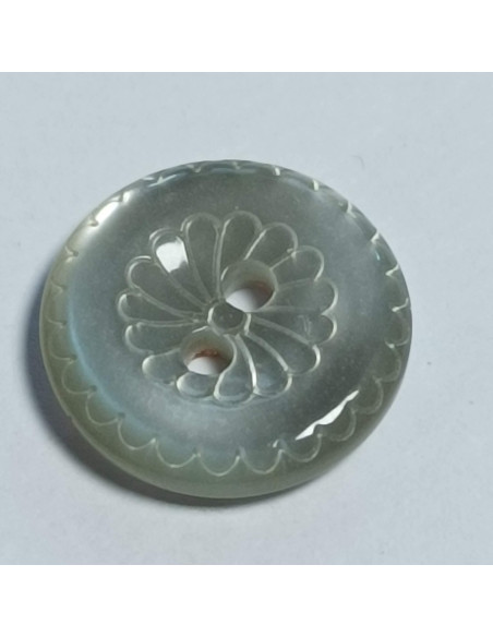 Bouton polyester 2 trous, rond, 11 mm, gris