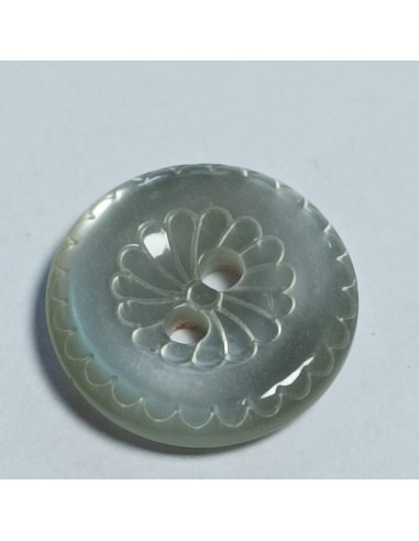 Bouton polyester 2 trous, rond, 11 mm, gris