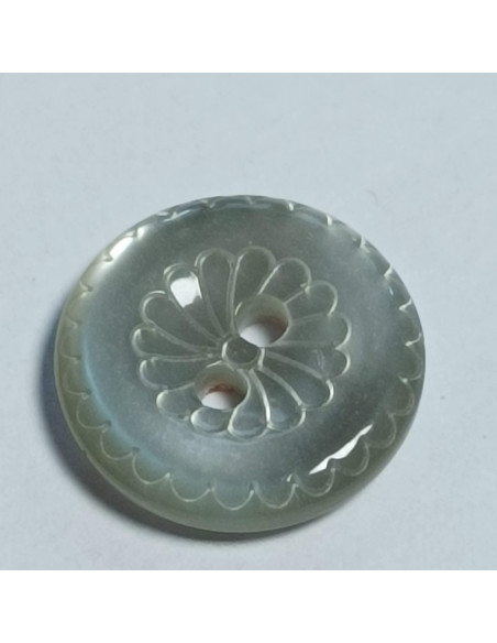 Bouton polyester 2 trous, rond, 11 mm, gris