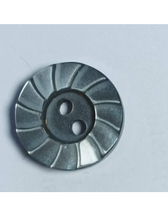 Bouton polyester 2 trous, rond, 12 mm, gris