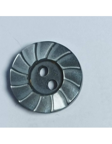 Bouton polyester 2 trous, rond, 12 mm, gris