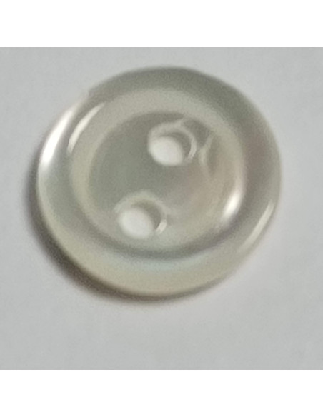 Bouton polyester 2 trous, rond, 6 mm, blanc