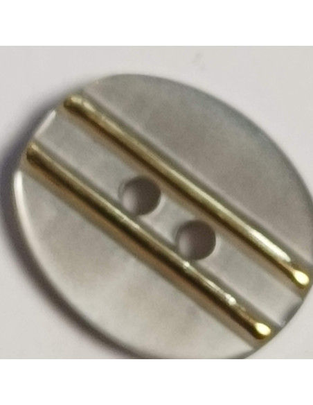Bouton polyester 2 trous, 11 mm, ovale, gris