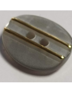 Bouton polyester 2 trous, 11 mm, ovale, gris 2
