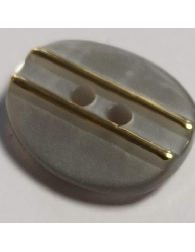 Bouton polyester 2 trous, 11 mm, ovale, gris