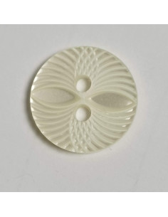 Bouton polyester 2 trous, rond, 13 mm, blanc