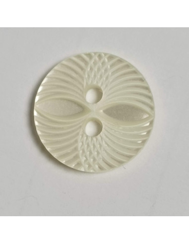 Bouton polyester 2 trous, rond, 13 mm, blanc