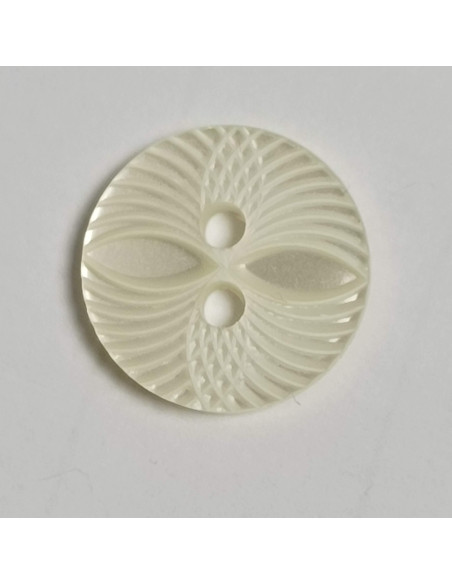 Bouton polyester 2 trous, rond, 13 mm, blanc