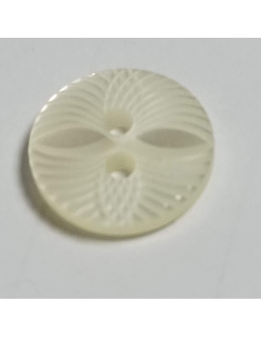 Bouton polyester 2 trous, rond, 13 mm, blanc