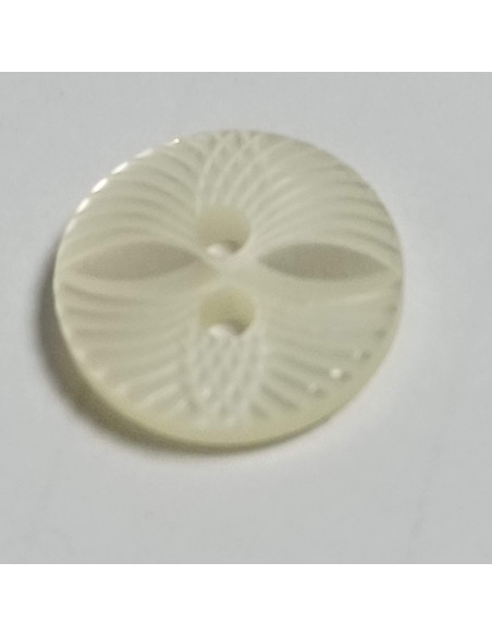 Bouton polyester 2 trous, rond, 13 mm, blanc