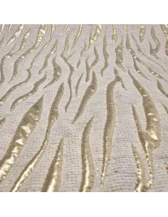 Tissu, Jacquard Brocard Zébré, Lin Doré, Laize 140 cm, Coton Recyclé Lin Lurex 210g/m² 2