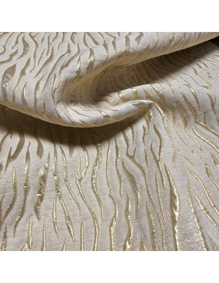 Tissu jacquard, brocard lin, zébré doré
