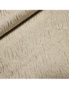 Tissu, Jacquard Brocard Zébré, Lin Doré, Laize 140 cm, Coton Recyclé Lin Lurex 210g/m²