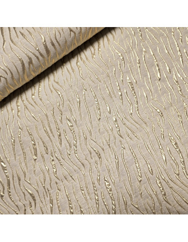 Tissu jacquard, brocard lin, zébré doré
