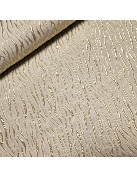 Tissu jacquard, brocard lin, zébré doré