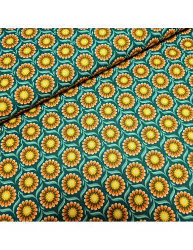 Cretonne de coton, fleurs 70's