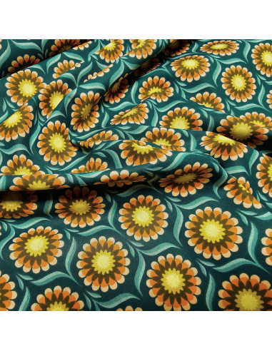 Cretonne de coton, fleurs 70's