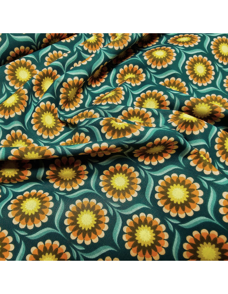 Cretonne de coton, fleurs 70's