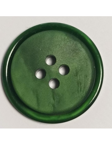 Bouton polyester 4 trous, rond, 21 mm, vert