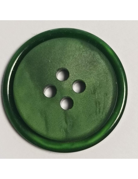 Bouton polyester 4 trous, rond, 21 mm, vert