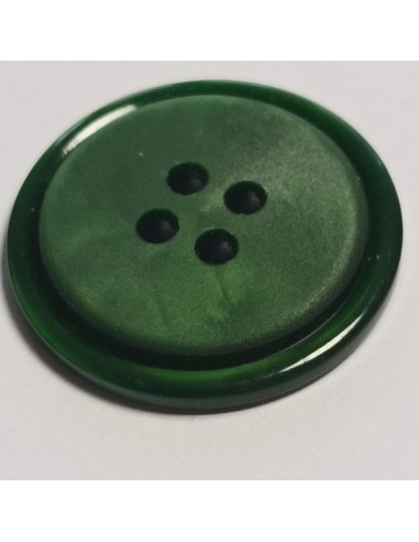 Bouton polyester 4 trous, rond, 21 mm, vert