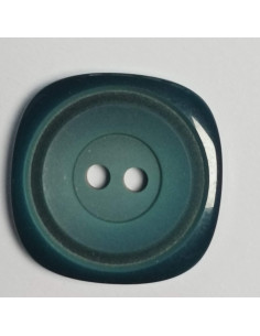 Bouton polyester 2 trous, carré, 25 mm, vert