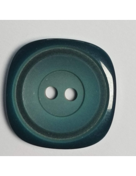 Bouton polyester 2 trous, carré, 25 mm, vert