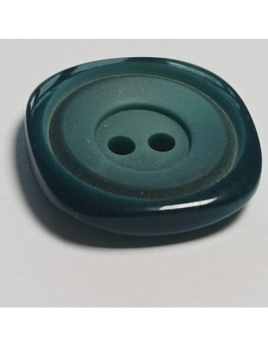 Bouton polyester 2 trous, carré, 25 mm, vert