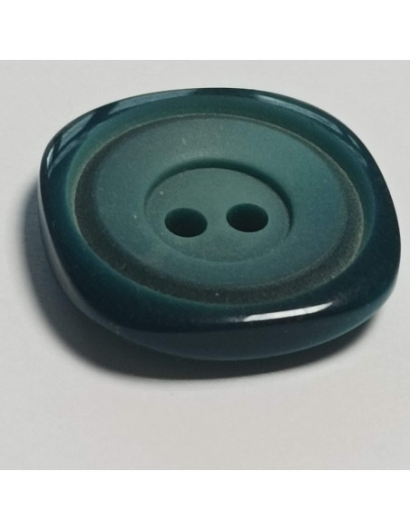 Bouton polyester 2 trous, carré, 25 mm, vert