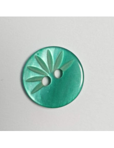 Bouton polyester 2 trous, rond, 11 mm, vert