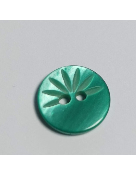Bouton polyester 2 trous, rond, 11 mm, vert