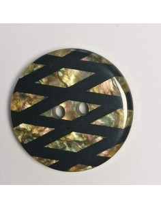 Bouton polyester 2 trous, rond, 21 mm, noir