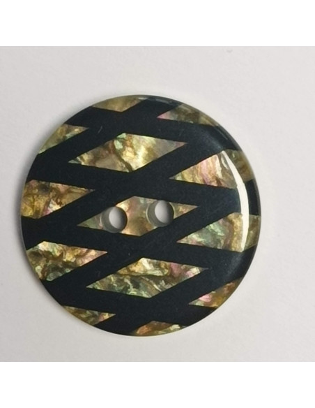 Bouton polyester 2 trous, rond, 21 mm, noir