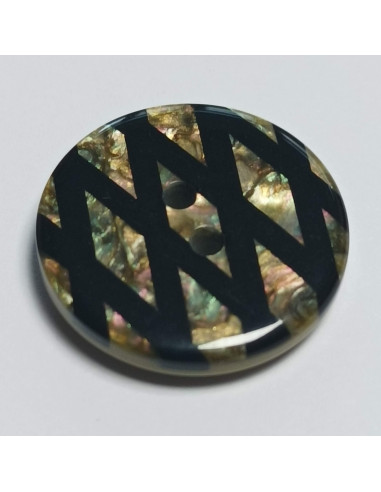 Bouton polyester 2 trous, rond, 21 mm, noir