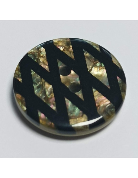 Bouton polyester 2 trous, rond, 21 mm, noir