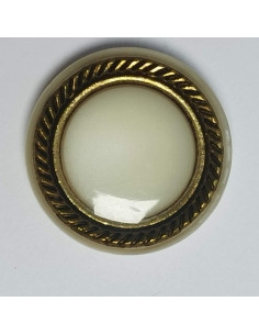 Bouton polyester tunnel, rond, 23 mm, blanc